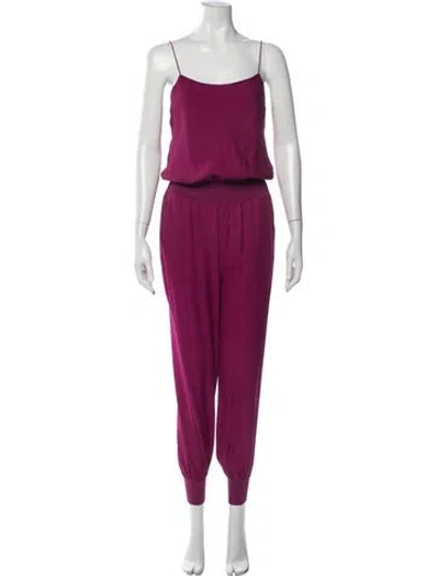 Pre-owned Theory Silk Scoop Neck Jumpsuit In Purple