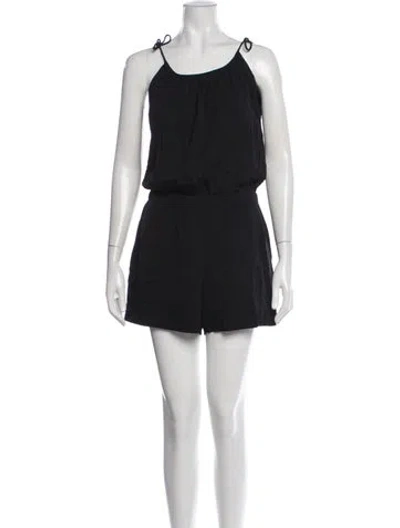 Pre-owned Theory Silk Scoop Neck Romper In Black
