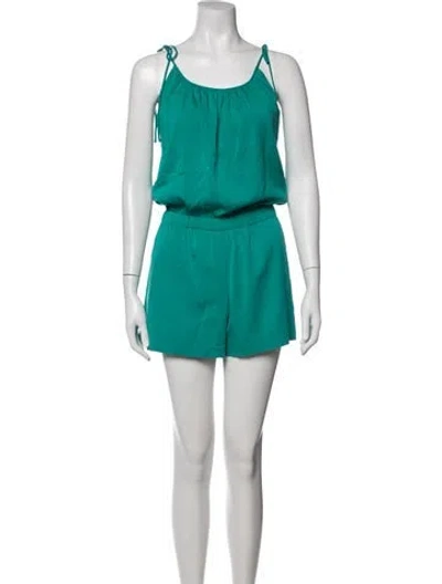 Pre-owned Theory Silk Scoop Neck Romper In Green