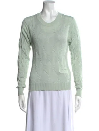 Pre-owned Theory Silk Scoop Neck Sweater In Green