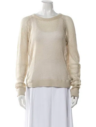 Pre-owned Theory Silk Scoop Neck Sweater In Neutral