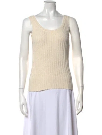 Pre-owned Theory Silk Scoop Neck Sweater In Neutrals