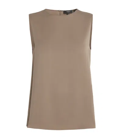 Theory Silk Shell Top In Brown