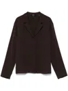 Theory Modern Silk Georgette Lapel-collar Blouse In Brown