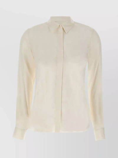 THEORY SILK SHIRT WITH COLLAR AND SIDE VENTS