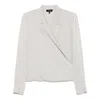 Theory Metallic Blouse With Peak Revers And Crossover Neck
