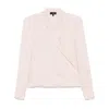Theory Lapel Wrap Blush Blouse With V-neck