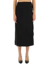 Theory Trouser Linen Midi Skirt In Black