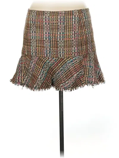 Pre-owned Theory Silk Skirt In Brown