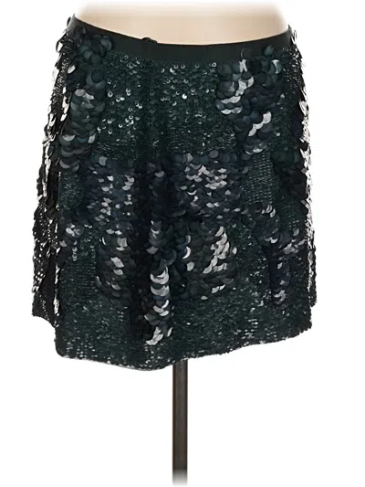 Pre-owned Theory Silk Skirt In Green