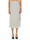 Theory 'tie Wrap' High Waist Midi Skirt In Grey