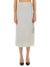 Theory 'tie Wrap' High Waist Midi Skirt In M Platinum