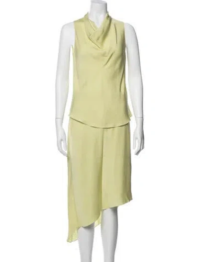 Pre-owned Theory Silk Skirt Set In Green