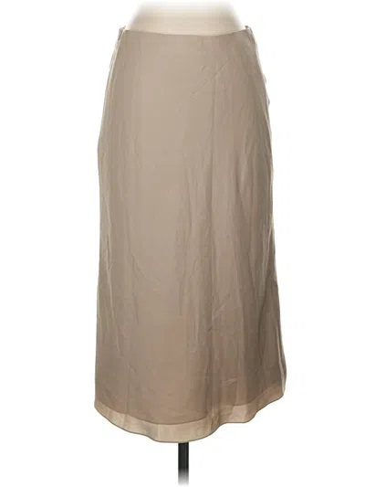Pre-owned Theory Silk Skirt In Tan