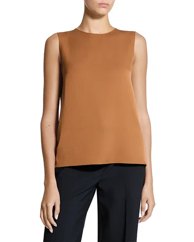 Theory Sleeveless Silk Blouse In Orange