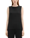 Theory Black Crewneck Top With Ruched Details On The Front In Black