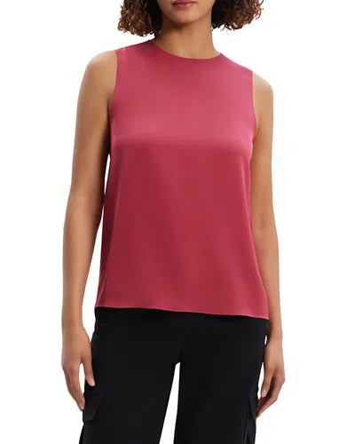 Theory Silk Sleeveless Top In Deep Rose