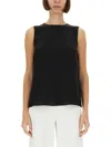 Theory Silk Sleeveless Top With Relaxed Silhouette In Black