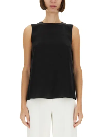 Theory Silk Sleeveless Top With Relaxed Silhouette In Black