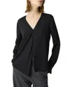 Theory Petites Womens Silk Collar Button-down Top In Black