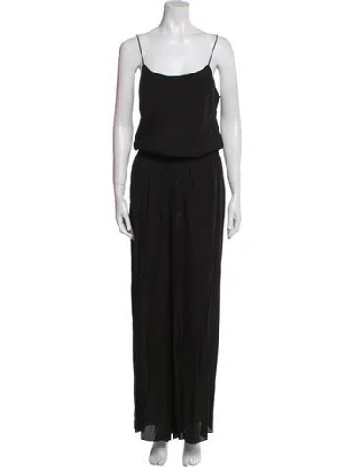 Pre-owned Theory Silk Square Neckline Jumpsuit In Black