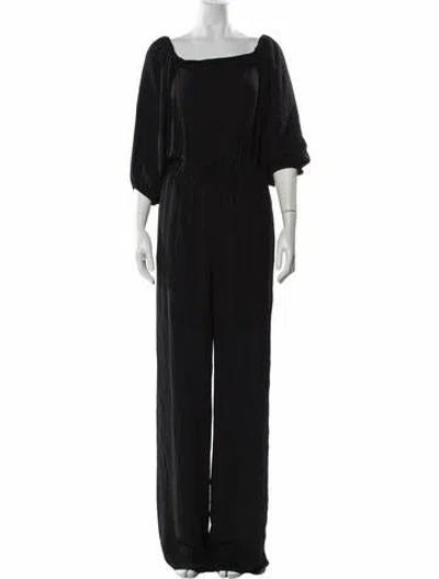 Pre-owned Theory Silk Square Neckline Jumpsuit In Black