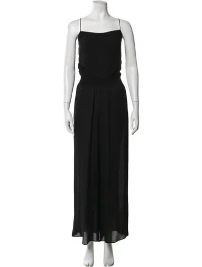 Pre-owned Theory Silk Square Neckline Jumpsuit In Black