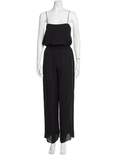 Pre-owned Theory Silk Square Neckline Jumpsuit In Black