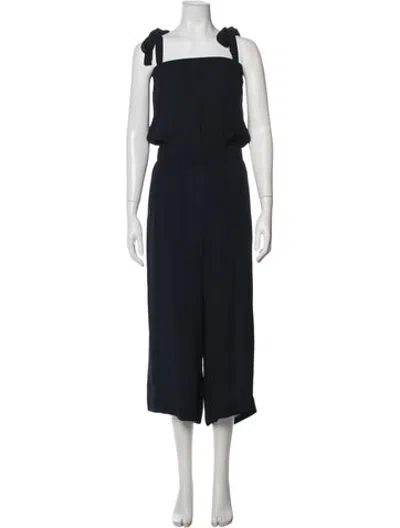 Pre-owned Theory Silk Square Neckline Jumpsuit In Black