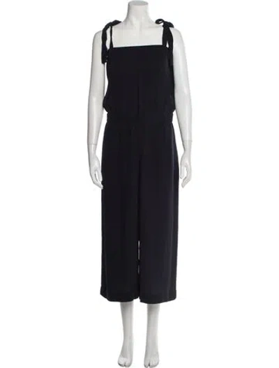 Pre-owned Theory Silk Square Neckline Jumpsuit In Blue