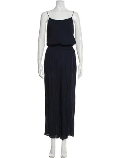 Pre-owned Theory Silk Square Neckline Jumpsuit In Blue