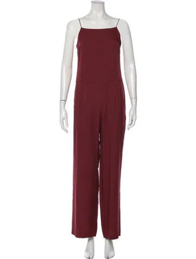 Pre-owned Theory Silk Square Neckline Jumpsuit In Burgundy