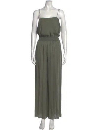 Pre-owned Theory Silk Square Neckline Jumpsuit In Green