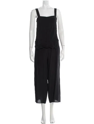 Pre-owned Theory Silk Square Neckline Jumpsuit W/ Tags In Black