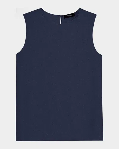 Theory Silk Straight Shell Top In Blue