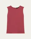 Theory Silk Sleeveless Top In Dp Rose