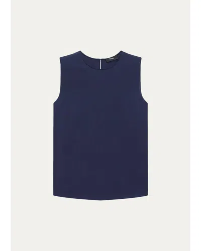 Theory Silk Straight Shell Top In Blue