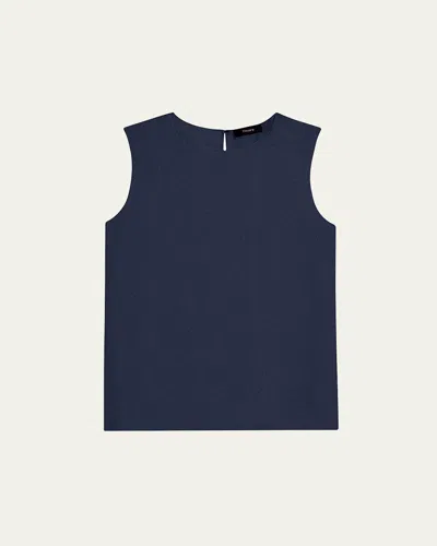 Theory Silk Straight Shell Top In Blue