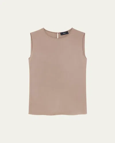 Theory Silk Straight Shell Top In Walnut