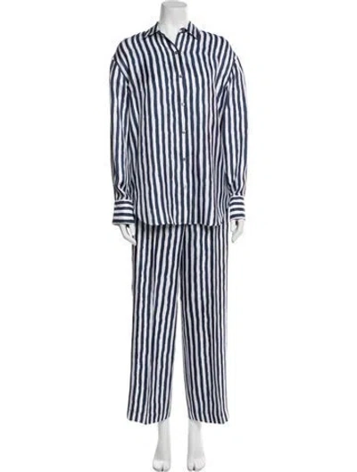 Pre-owned Theory Silk Striped Pants W/ Tags W/tags In Blue