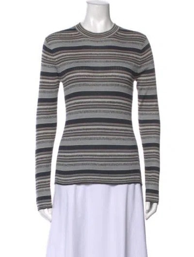 Pre-owned Theory Silk Striped Sweater In Gray