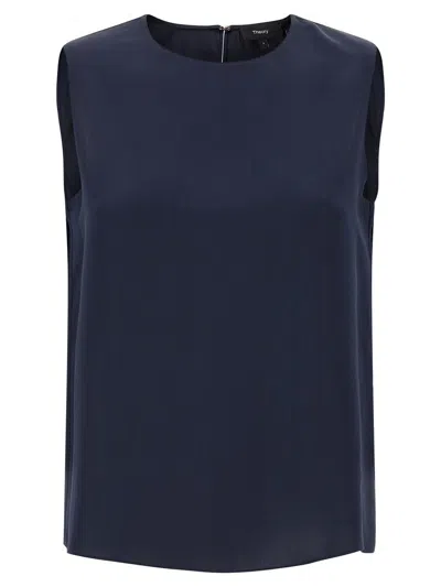 Theory Shell Top In Silk Georgette In Blue