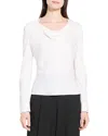 Theory Cowl Neck Silk Top In Neutral