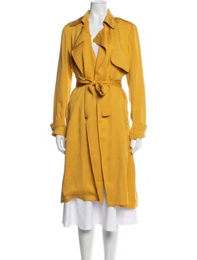 Pre-owned Theory Silk Trench Coat In Gold