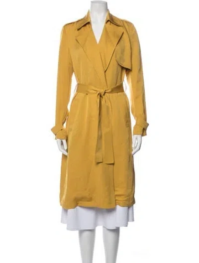 Pre-owned Theory Silk Trench Coat In Gold