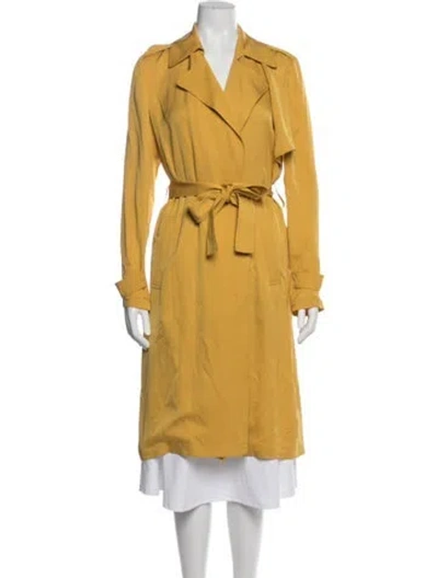 Pre-owned Theory Silk Trench Coat In Yellow