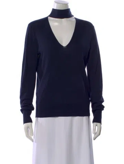 Pre-owned Theory Silk Turtleneck Sweater In Blue