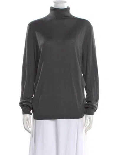 Pre-owned Theory Silk Turtleneck Sweater In Gray