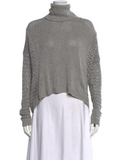 Pre-owned Theory Silk Turtleneck Sweater In Grey