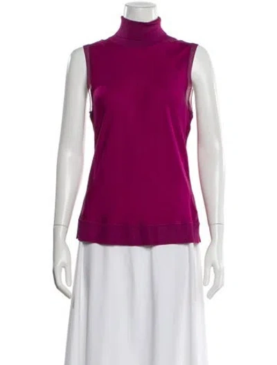 Pre-owned Theory Silk Turtleneck Sweater In Pink